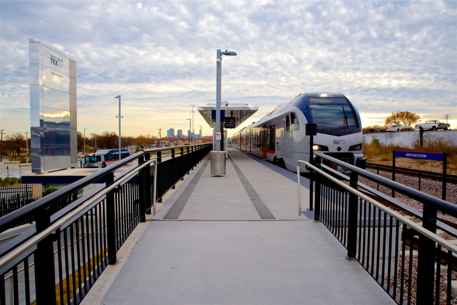 The TEXRail platform at North Side Station in Fort Worth