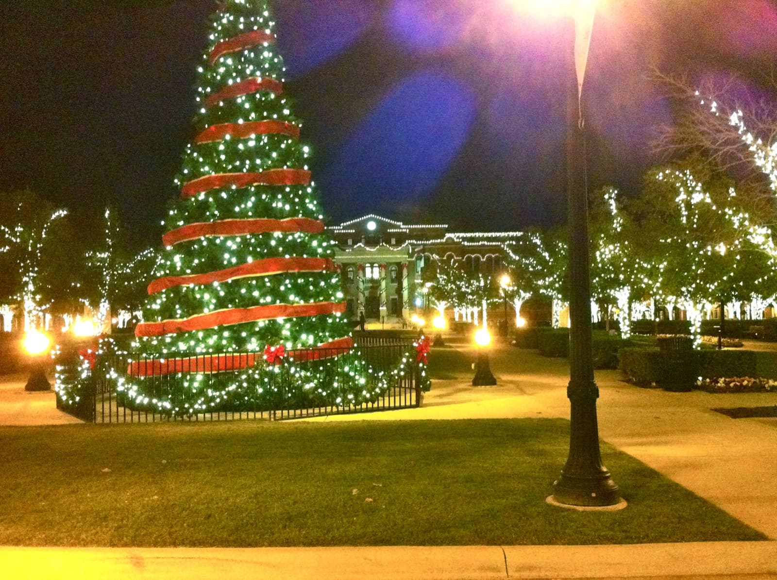 The holiday tree at Southlake Town Square in Southlake, Texas