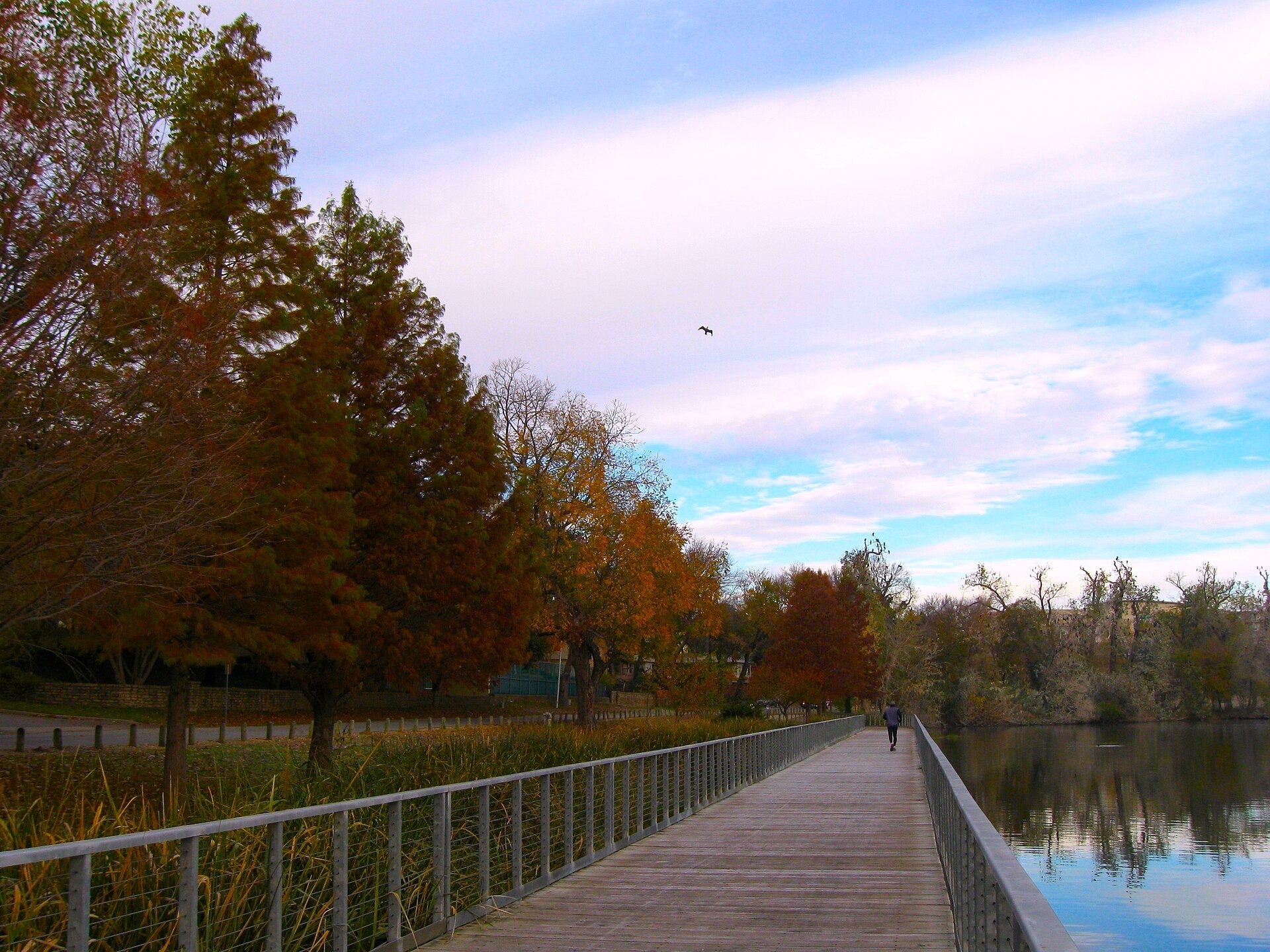 The boardwalk at White Rock Lake Park in Dallas